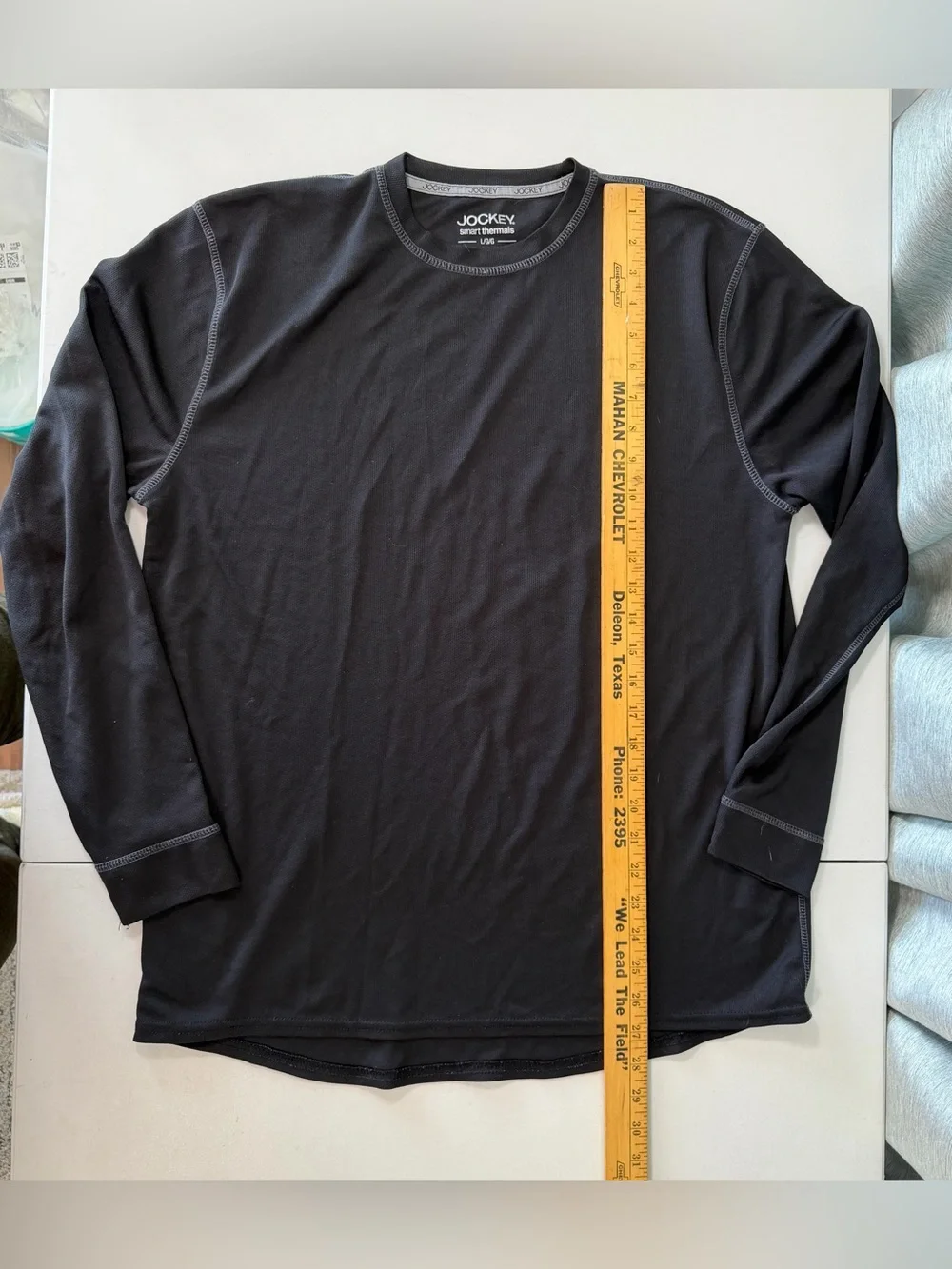 Base Layer Shirt LG Jockey Black Long Sleeves Thermal Style Pull-On Crew Neck
